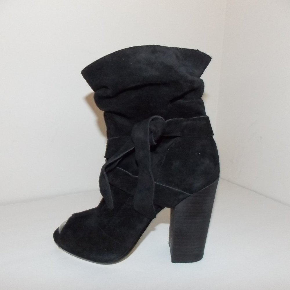 NWOT Nine West black suede open-toed booties